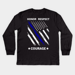 Thin Blue Line LEO LOW Design Kids Long Sleeve T-Shirt